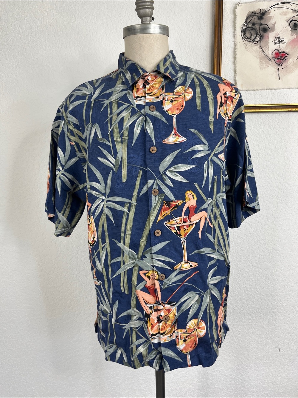 VTG Tommy Bahama Silk Pinup Button Front Shirt